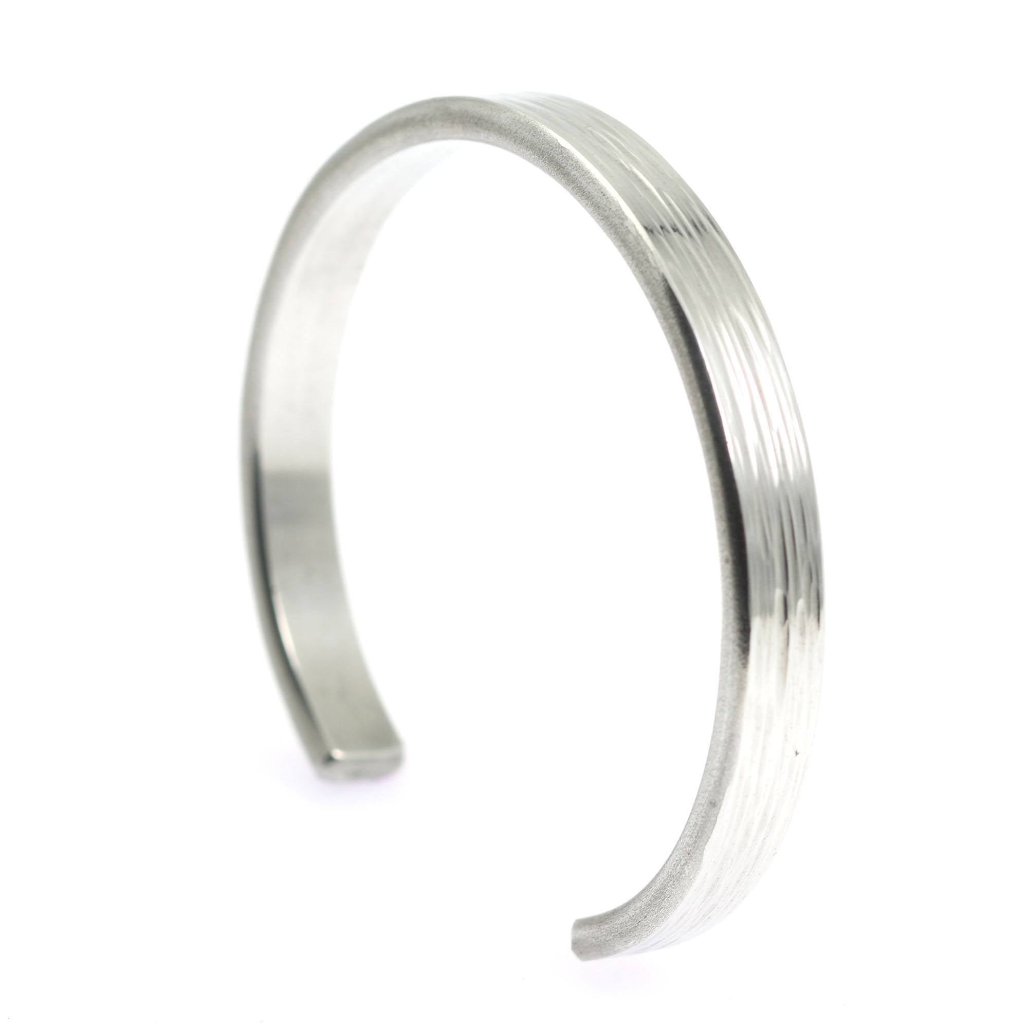 Right View of Thin Bark Aluminum Cuff Bracelet