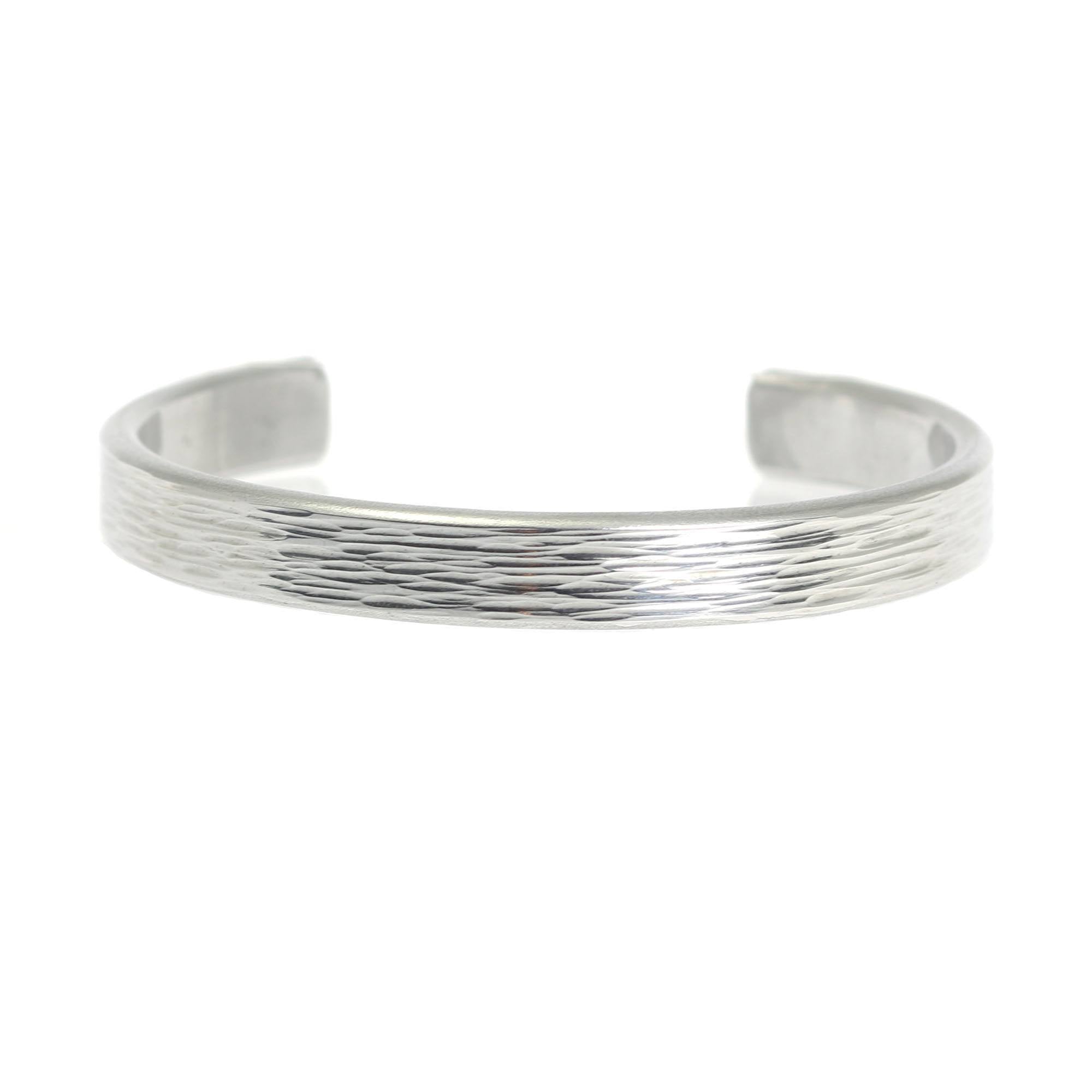 Detail View of Thin Bark Aluminum Cuff Bracelet