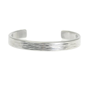 2 of 7: Detail View of Thin Bark Aluminum Cuff Bracelet