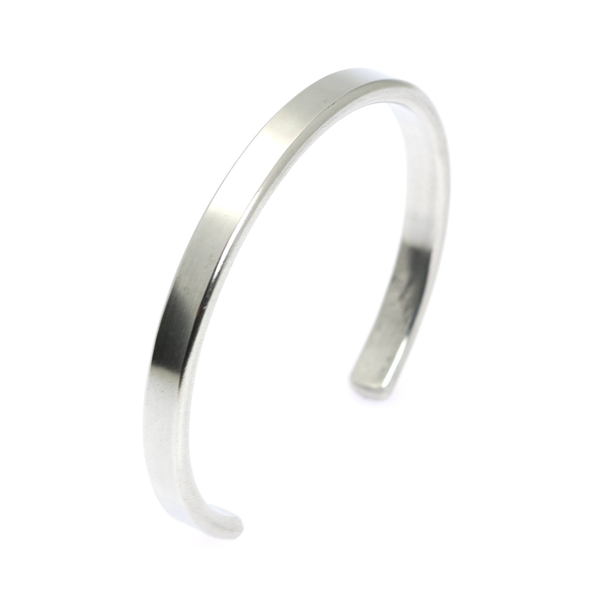 Left View of Thin Brushed Aluminum Cuff Bracelet