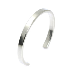 2 of 7: Left View of Thin Brushed Aluminum Cuff Bracelet