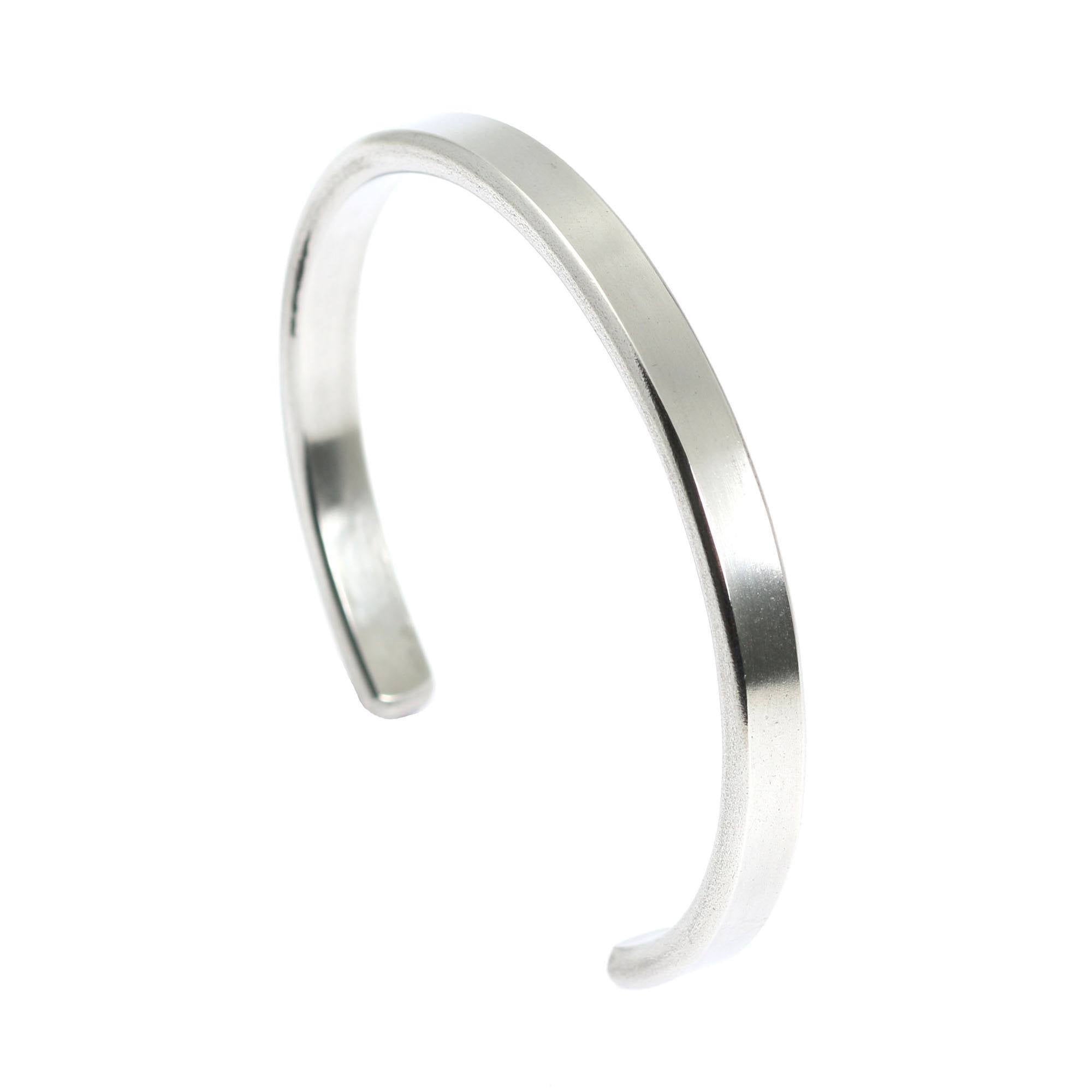 Right View of Thin Brushed Aluminum Cuff Bracelet