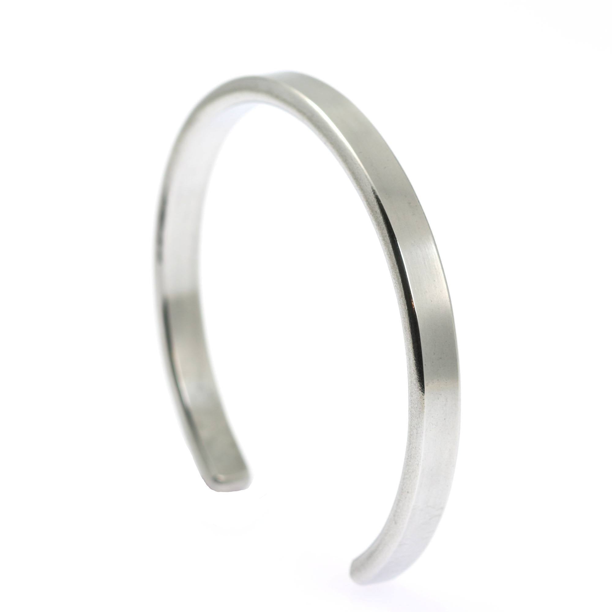 Detailed View of Thin Brushed Aluminum Cuff Bracelet