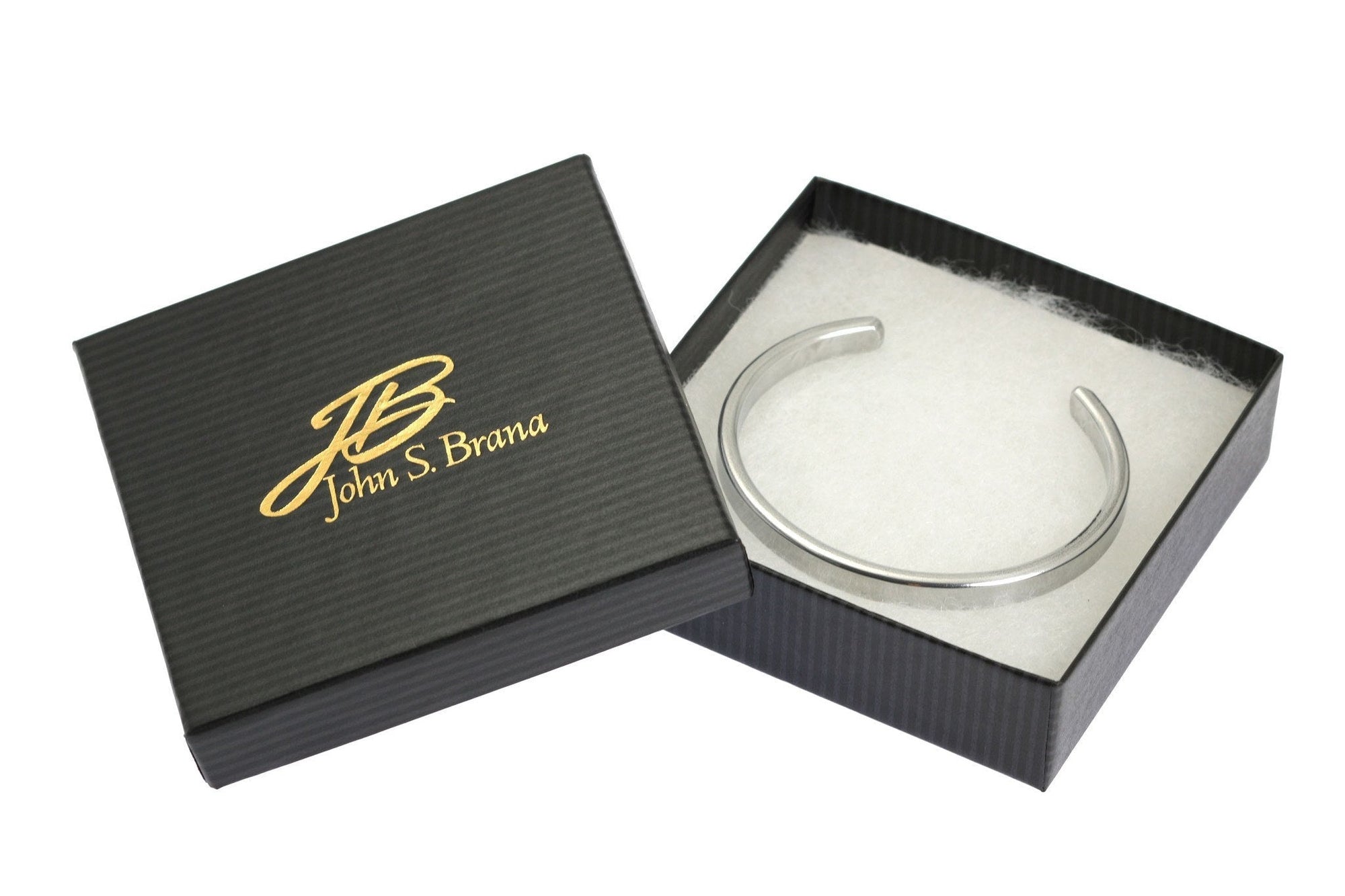Thin Brushed Aluminum Cuff Bracelet in Gift Box