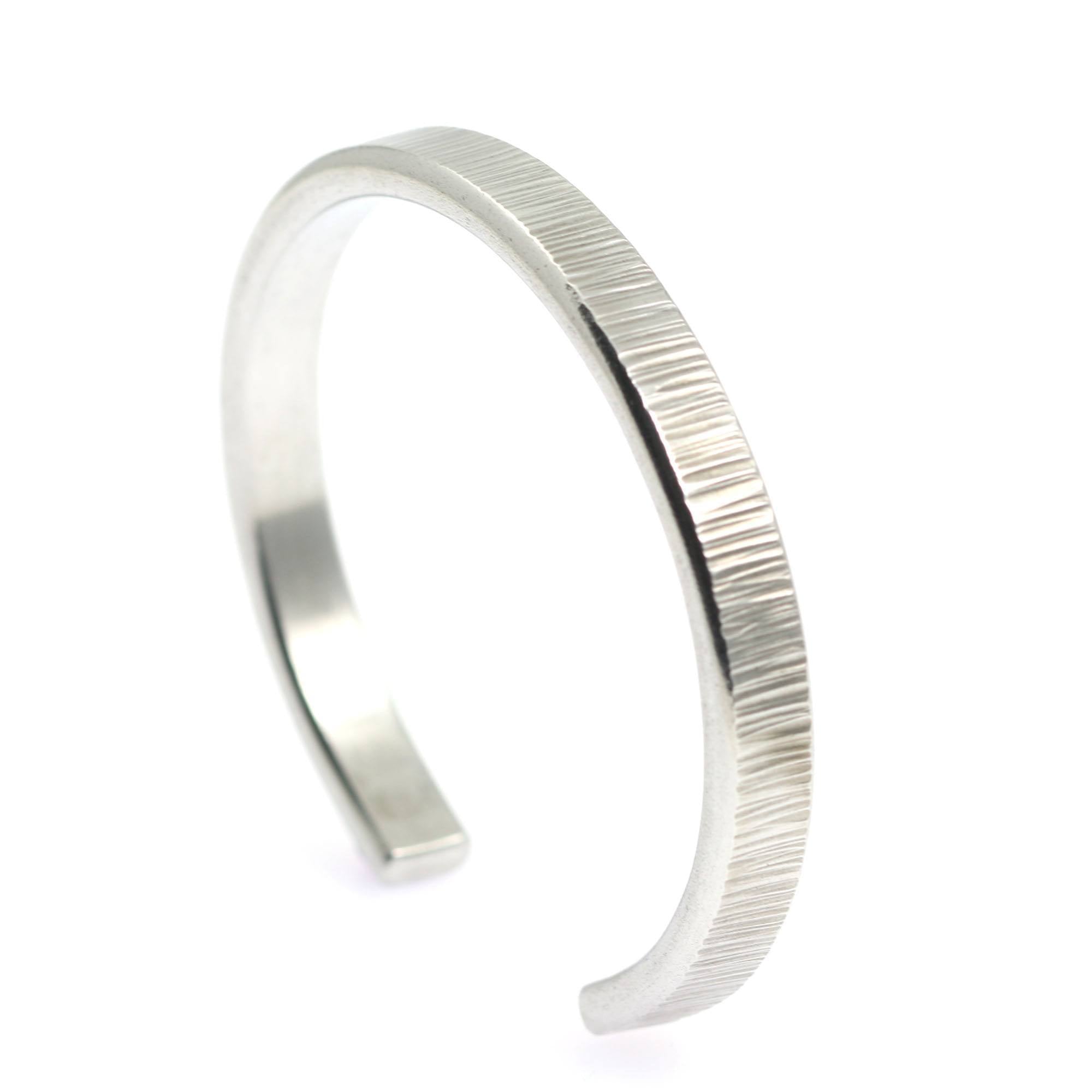 Thin Chased Aluminum Cuff Bracelet - Right View