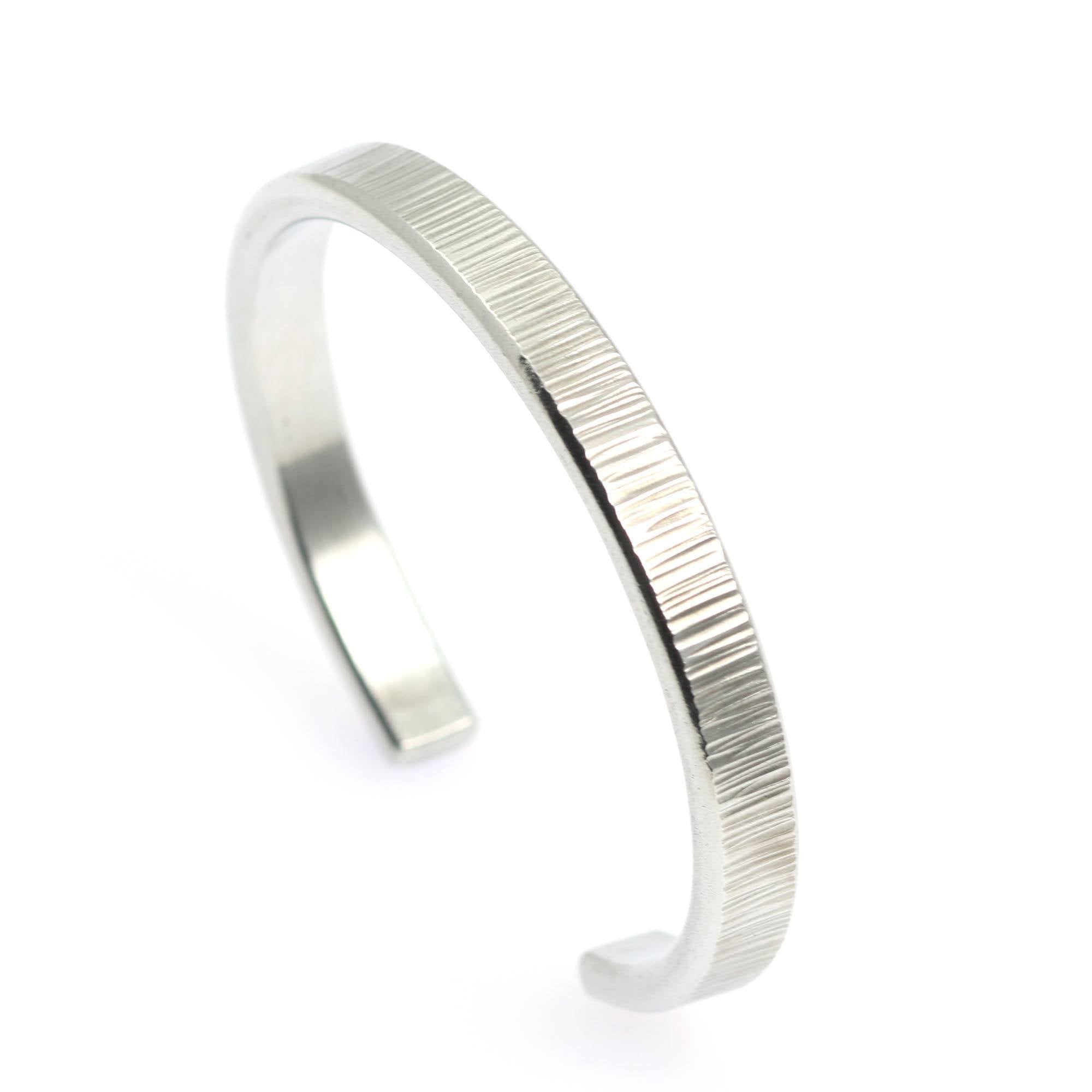 Right View of Thin Chased Aluminum Cuff Bracelet