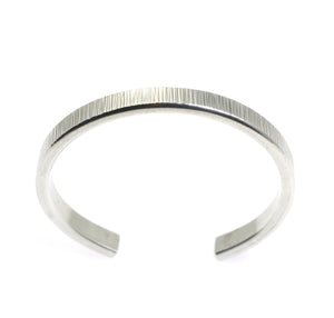3 of 9: Top View of Thin Chased Aluminum Cuff Bracelet