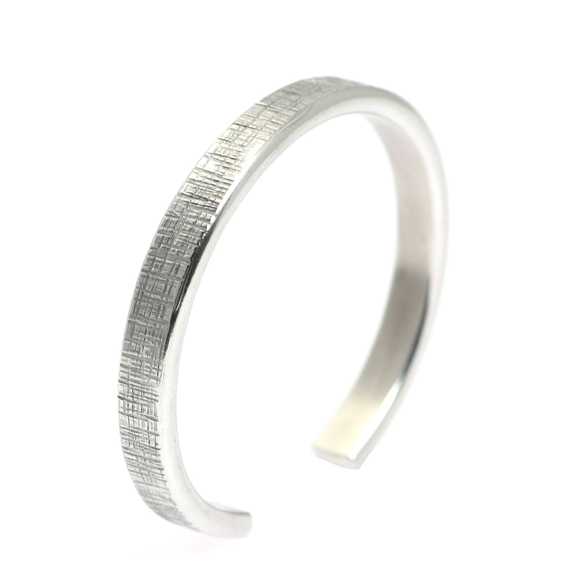 Thin Linen Aluminum Cuff Bracelet