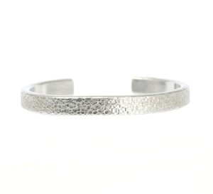 2 of 7: Detailed View of Thin Texturized Aluminum Cuff Bracelet