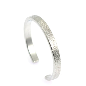 4 of 7: Right View of Thin Texturized Aluminum Cuff Bracelet