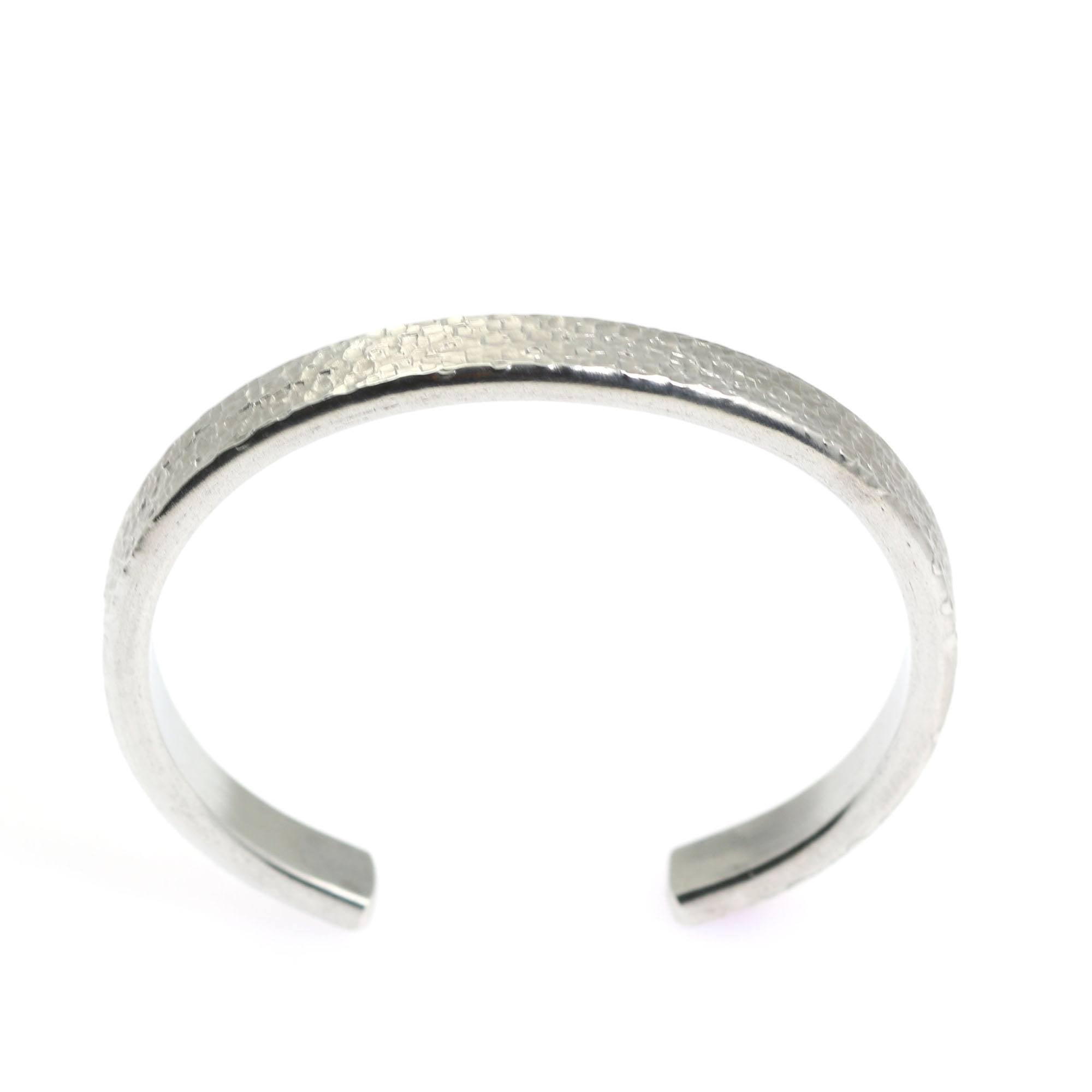 Thin Texturized Aluminum Cuff Bracelet Opening