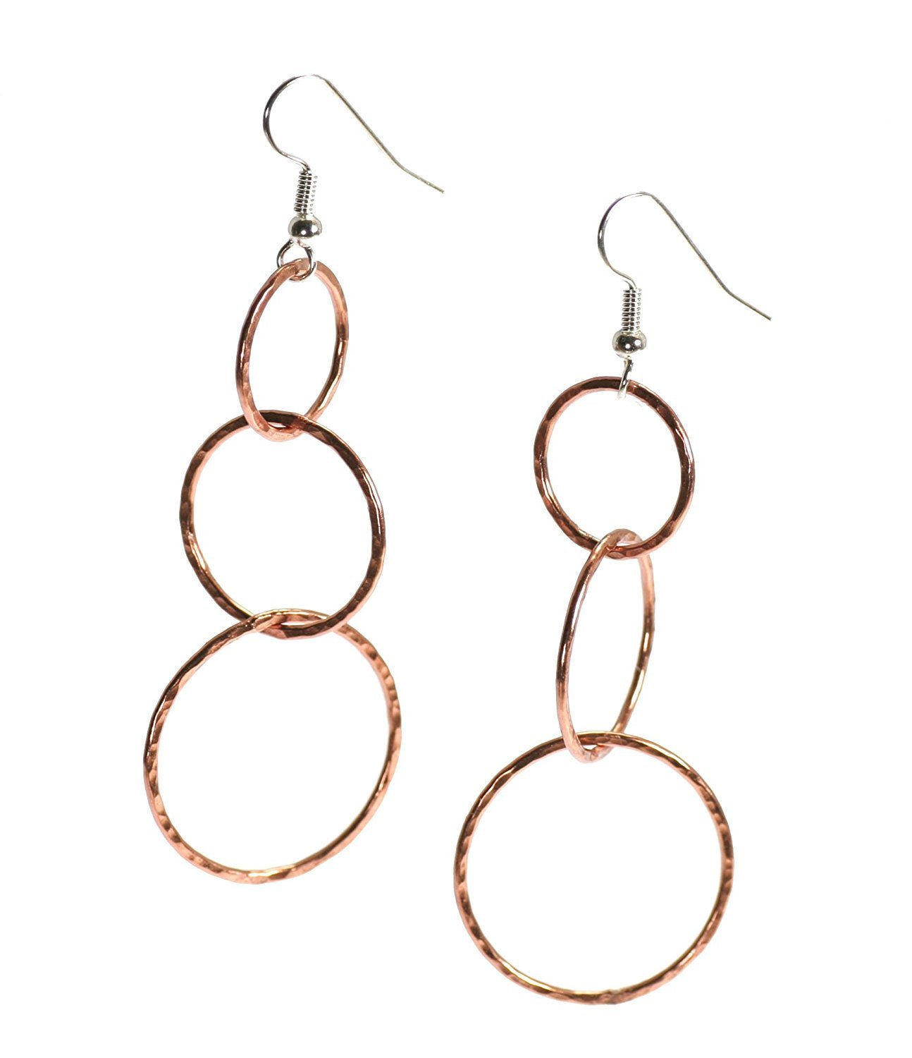 Hammered Copper Dangle Earrings