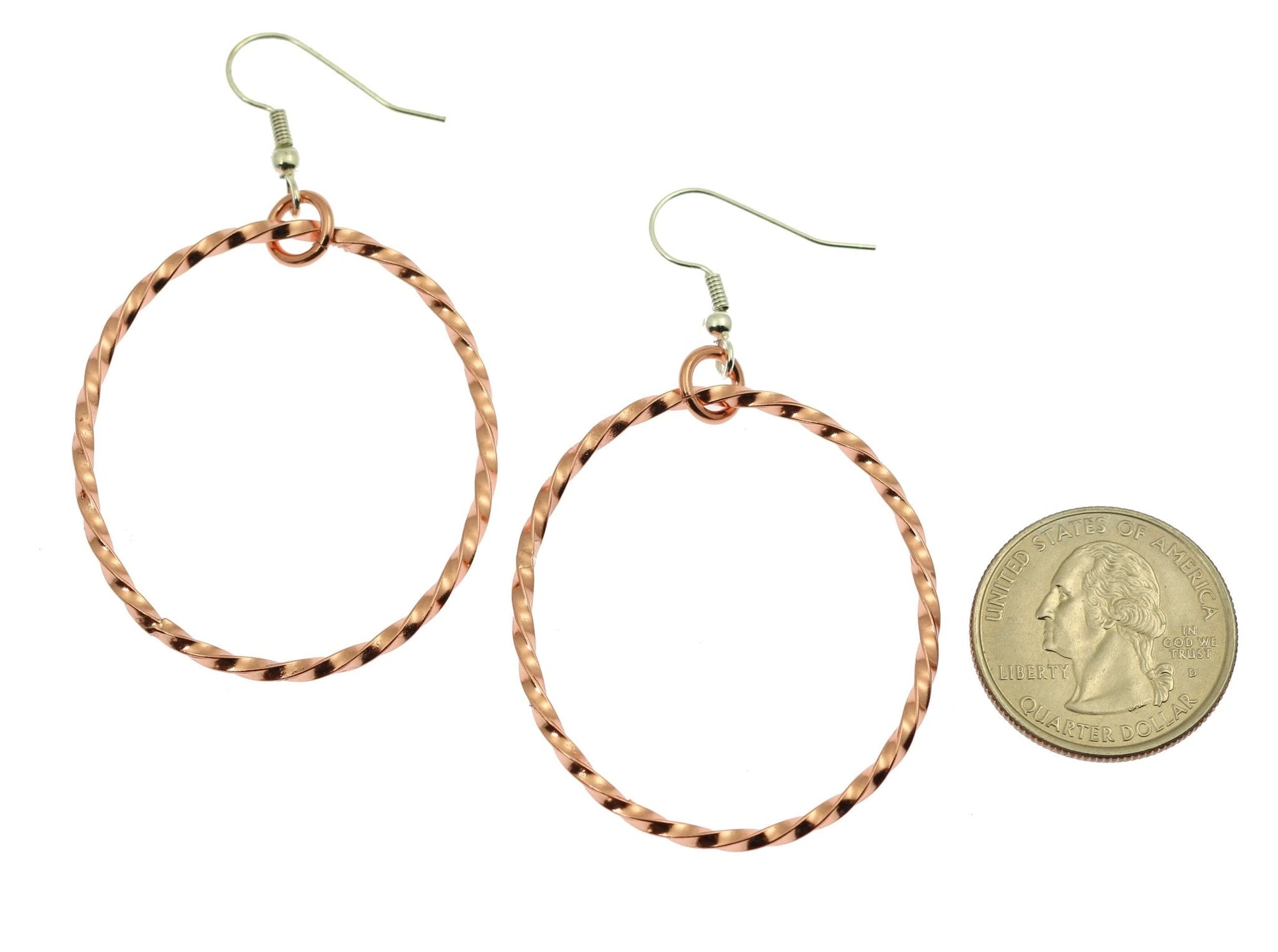 Size of Twisted Cable Oval Copper Hoop Earrings