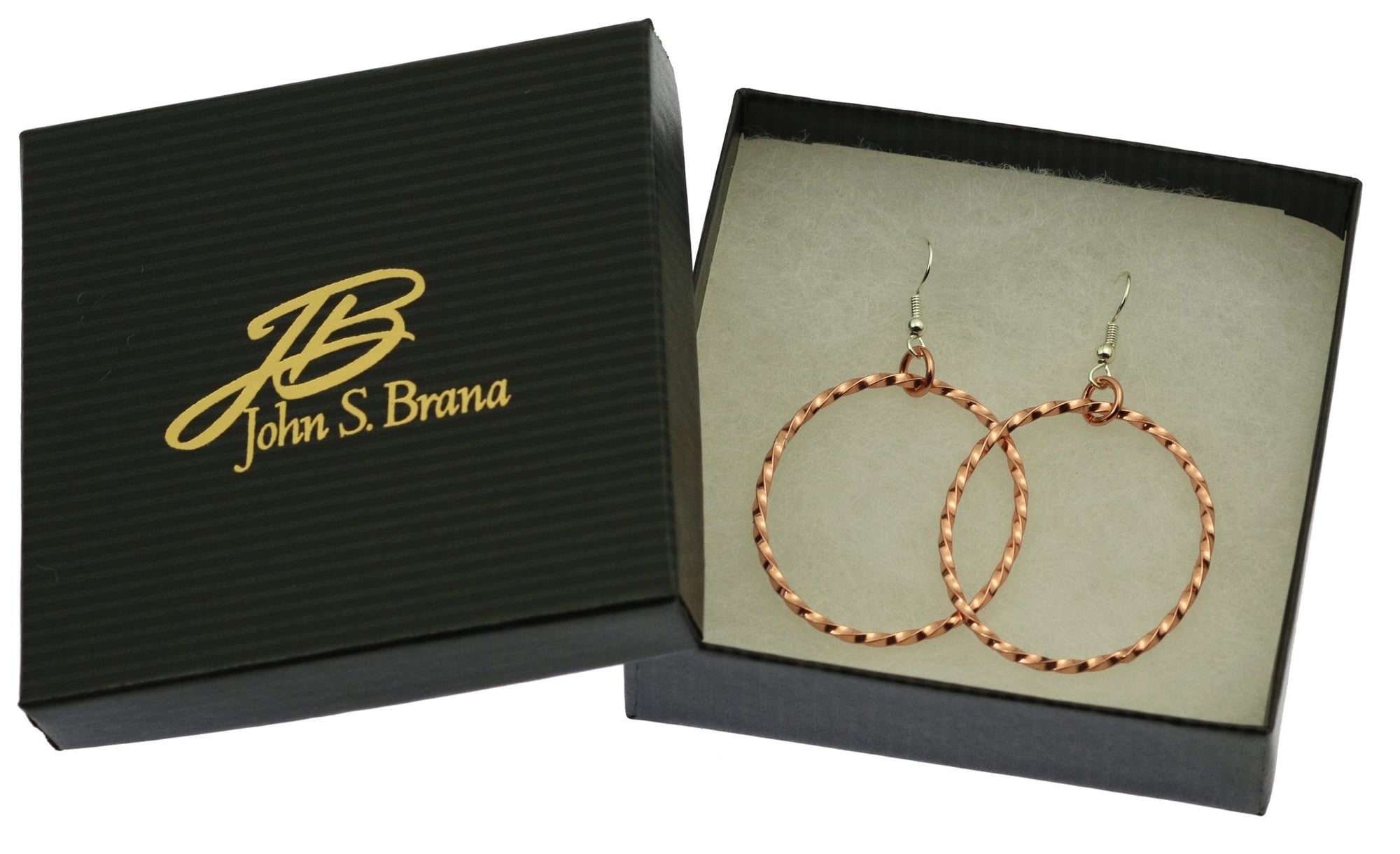 Twisted Cable Oval Copper Hoop Earrings in Gift Box 