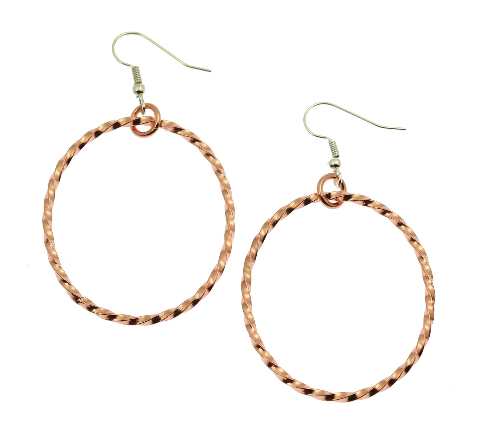 Twisted Cable Oval Copper Hoop Earrings