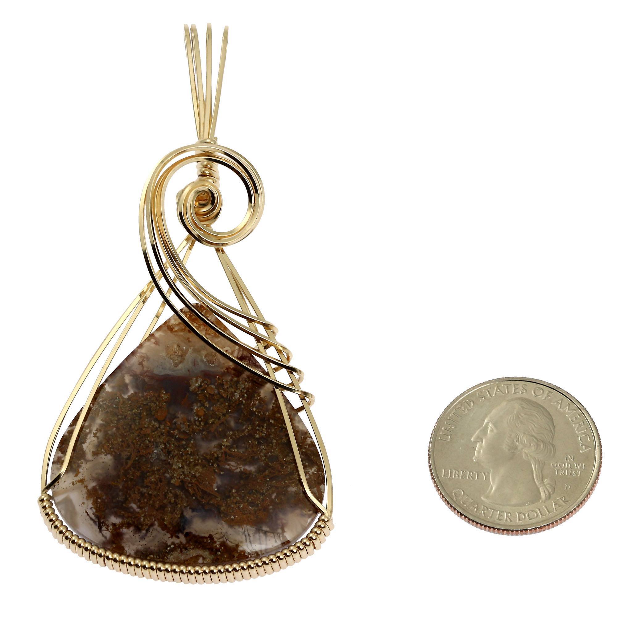 Size of West Texas Agate 14K Gold-filled Pendant compared to a US Quarter Coin