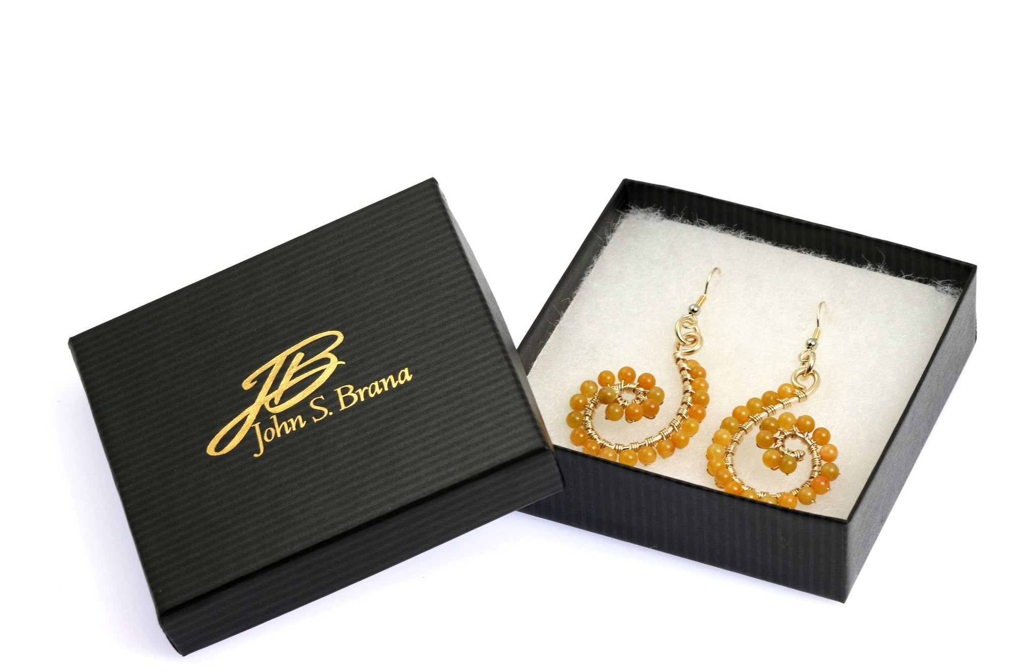 Yellow Jade Wrapped 14K Gold-filled Earrings in Gift Box