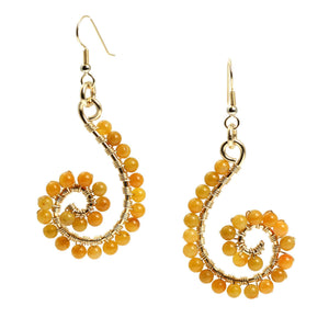 3 of 4: Detail of Yellow Jade Wire Wrapped 14K Gold-filled Earrings