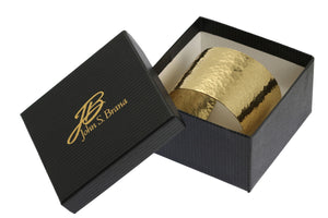6 of 8: Hammered Nu Gold Brass Cuff in Black Branded Gift Box