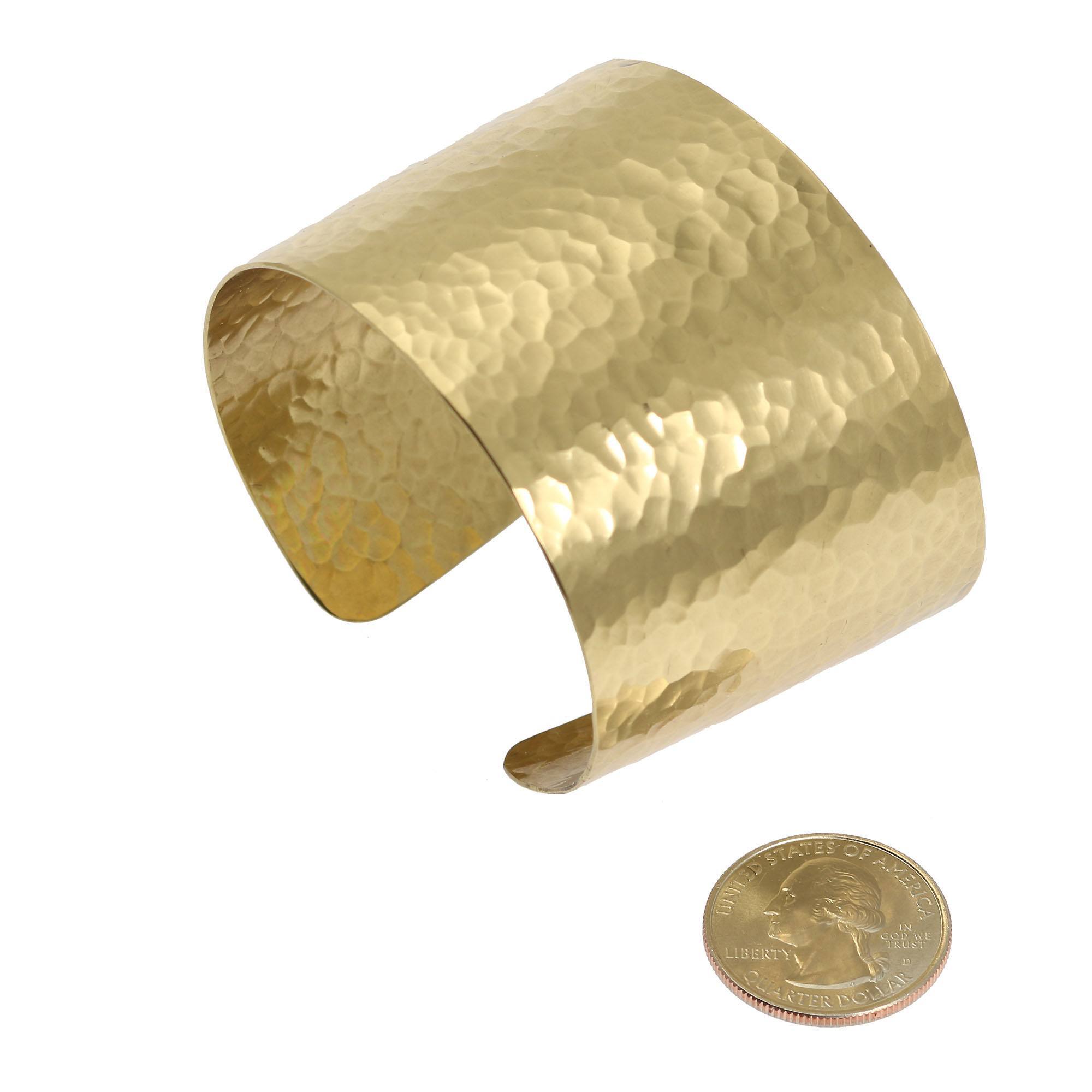 Hammered Nu Gold Brass Cuff compared with a penny for size