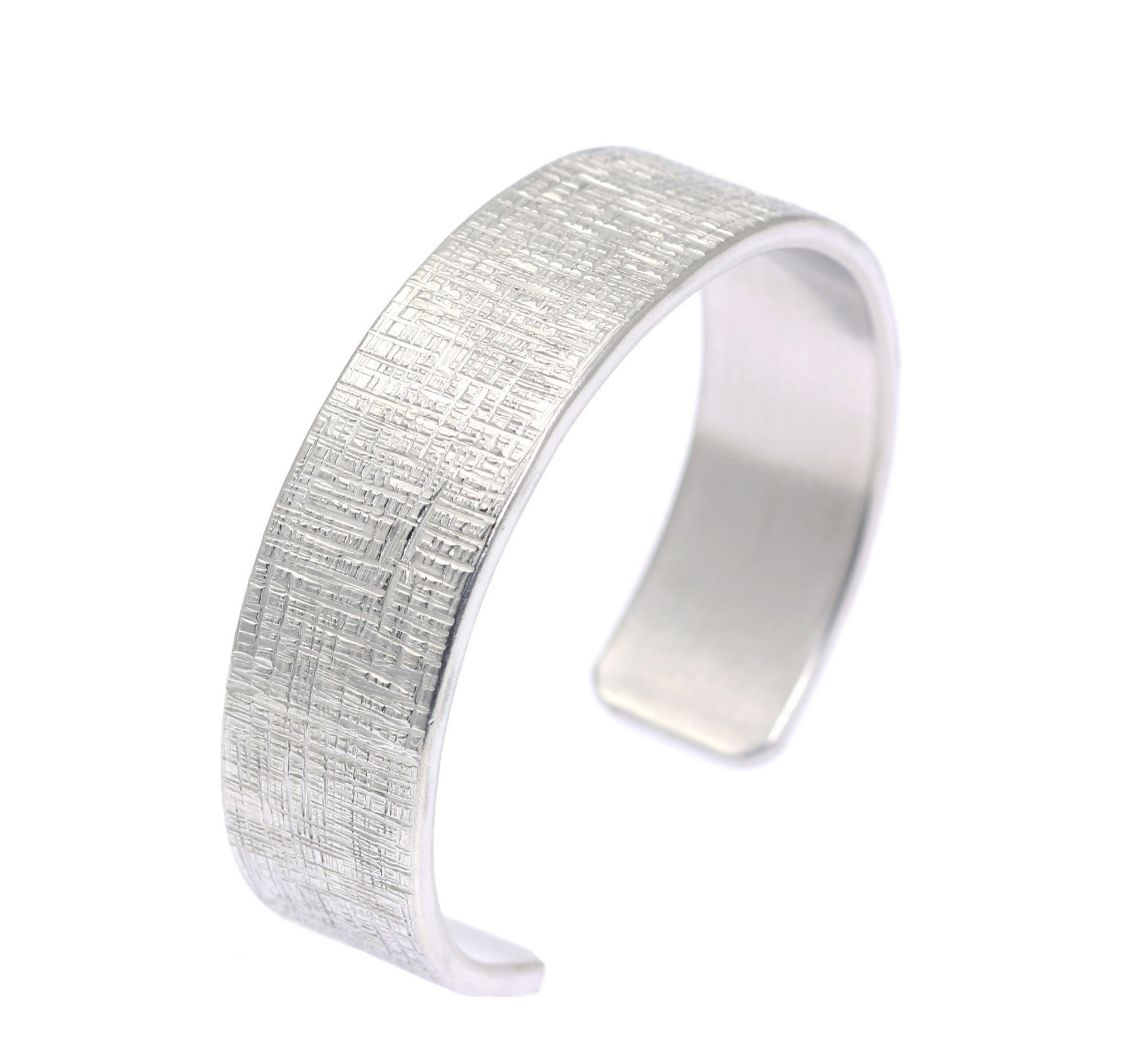A Linen Aluminum Cuff Bracelet on a White Background
