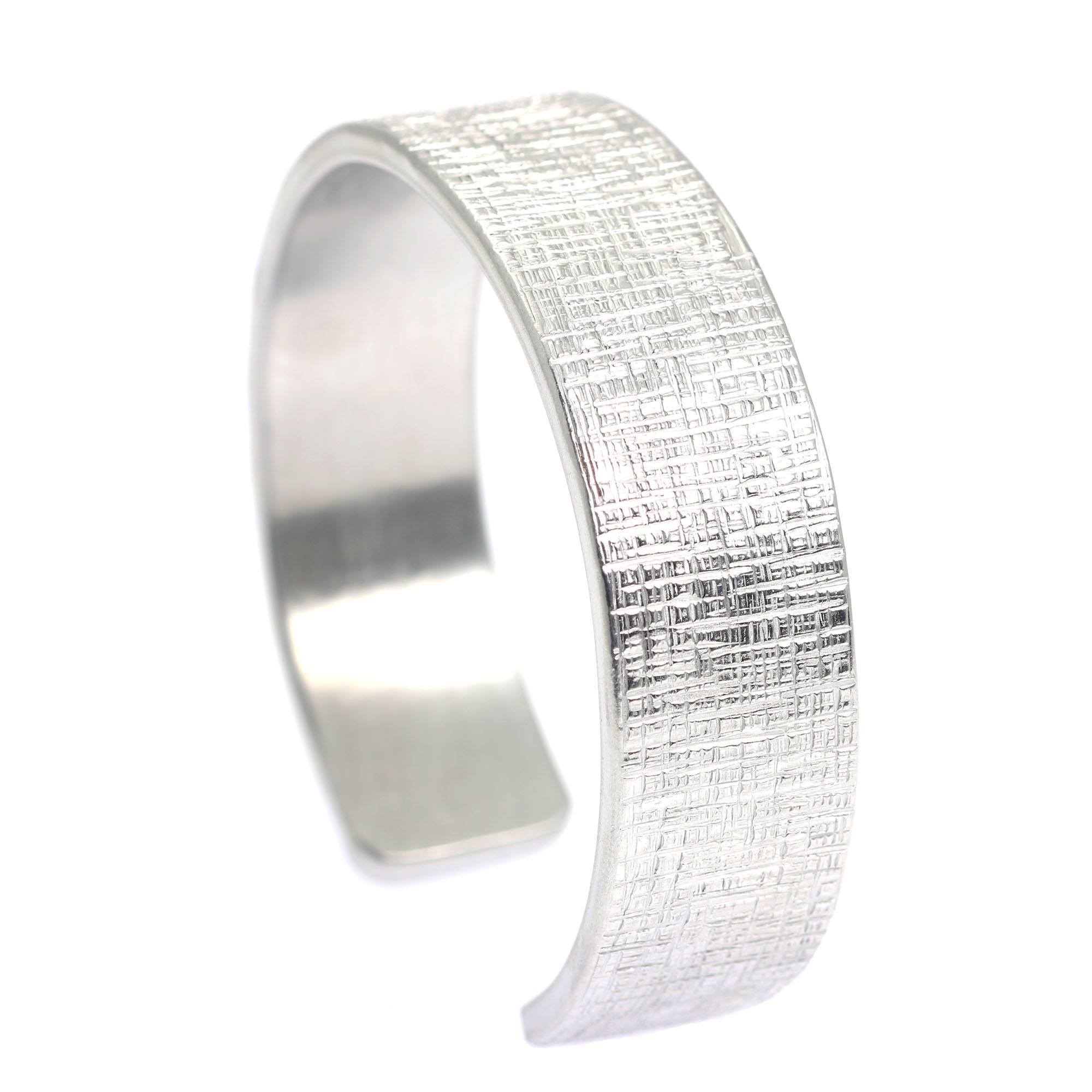 Right Side View of Linen Aluminum Cuff Bracelet